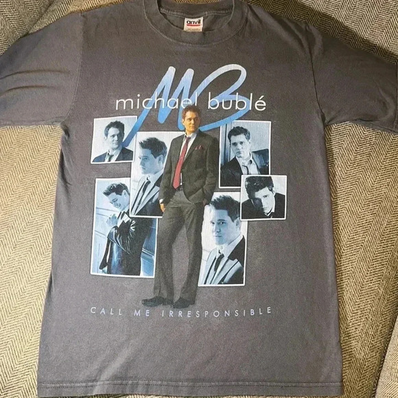2008 Michael Bublé gray short sleeve t-shirt concert tour call me irresponsible - Picture 1 of 10